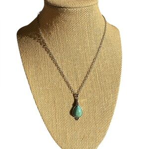 Native American Inspired Turquoise and Silver Necklace